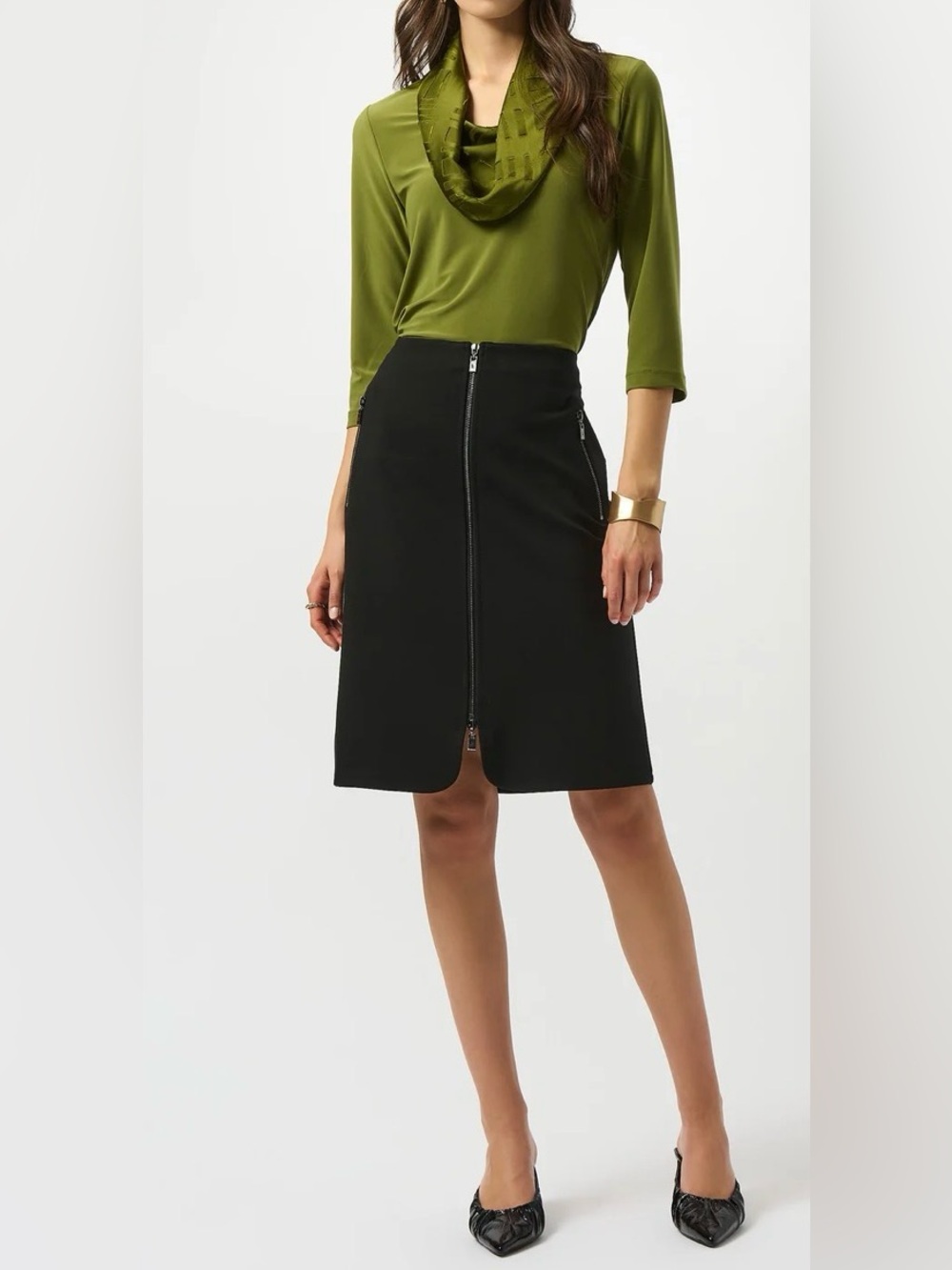 Joseph Ribkoff Black Pencil Skirt with Front Zip 10